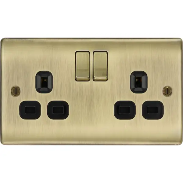 BG 2g SwitchSocket Antique Brass