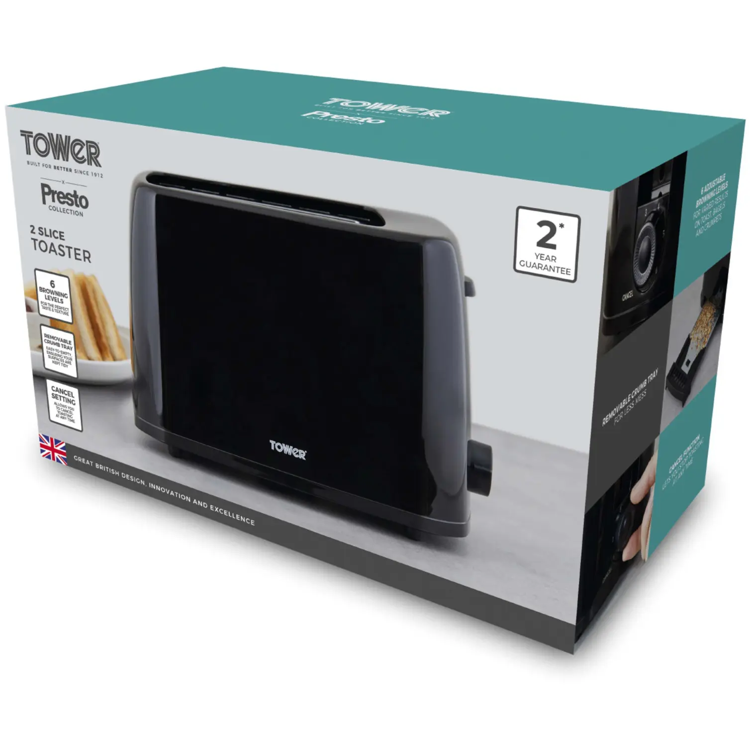Tower Presto 2 Slice Toaster Grey
