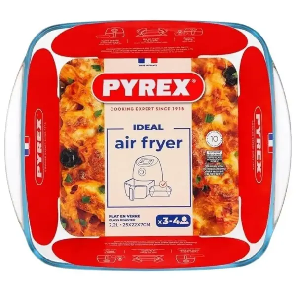 Pyrex Air Fryer Square Dish 25x22cm 2.2L