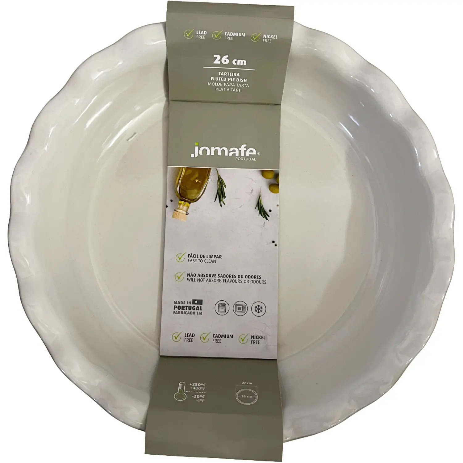 Jomafe Olive Stone Fluted Pie Dish 26cm