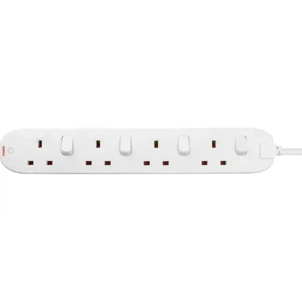 Masterplug Individually Switched 4 Gang 13amp 2 Metre Trailing Socket