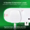 NEX0024_3 Masterplug Individually Switched 4 Gang 13amp 2 Metre Trailing Socket