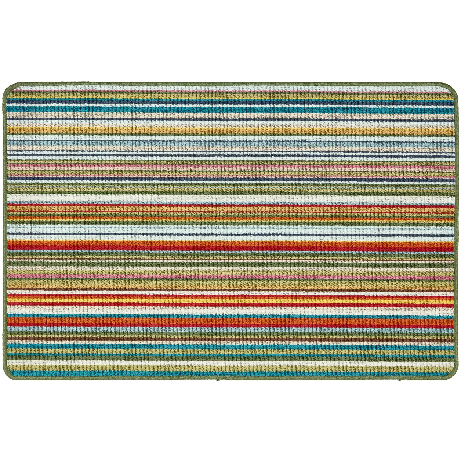 PEX0005 My Stain Resistant Candy Multi Green Stripe Mat 50 x 75cm