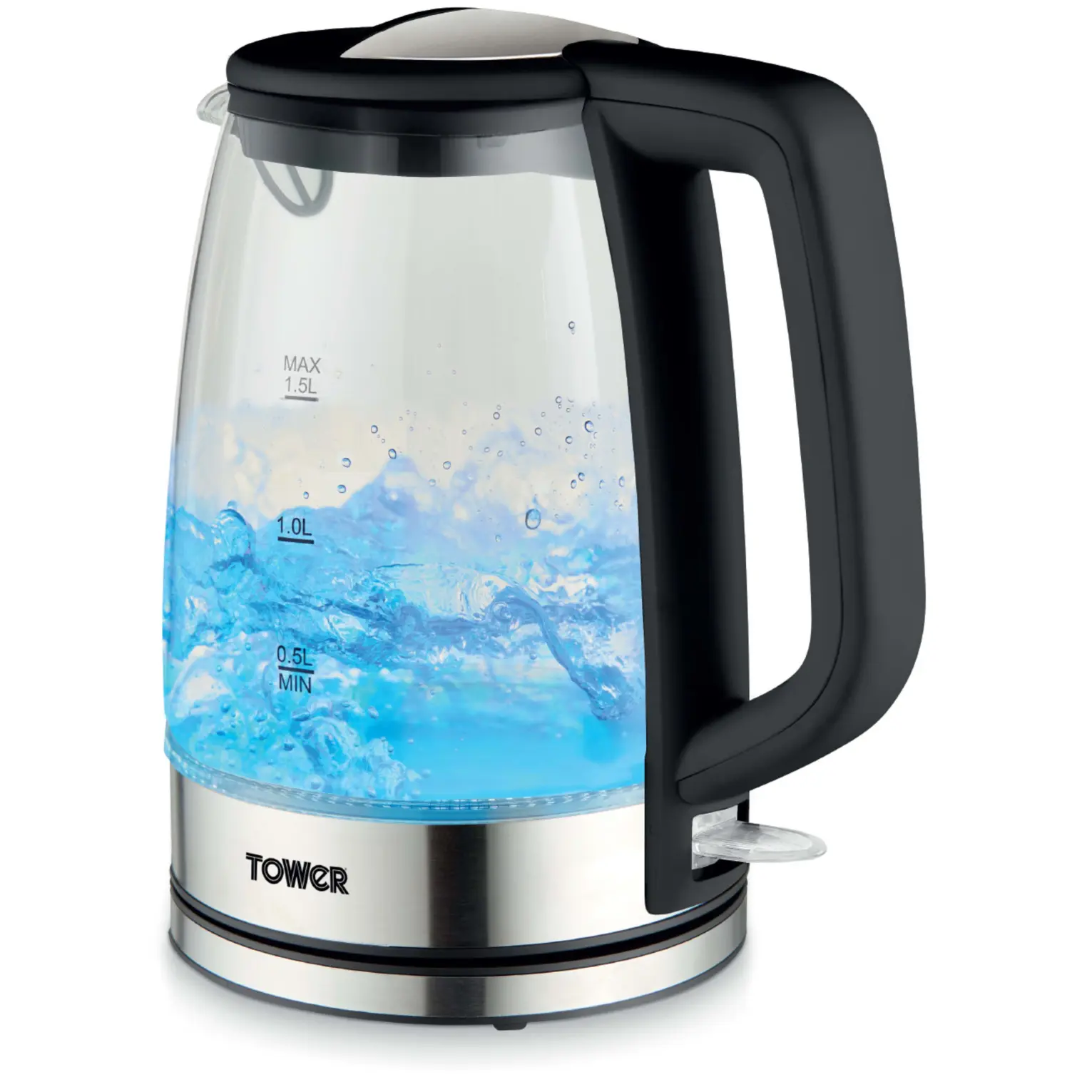 Tower PT10090BLK Illuminated Glass Kettle Black