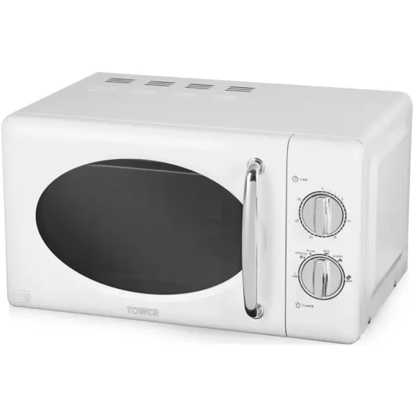 Tower Microwave Stainless Steel Interior 800w 20Litre  White