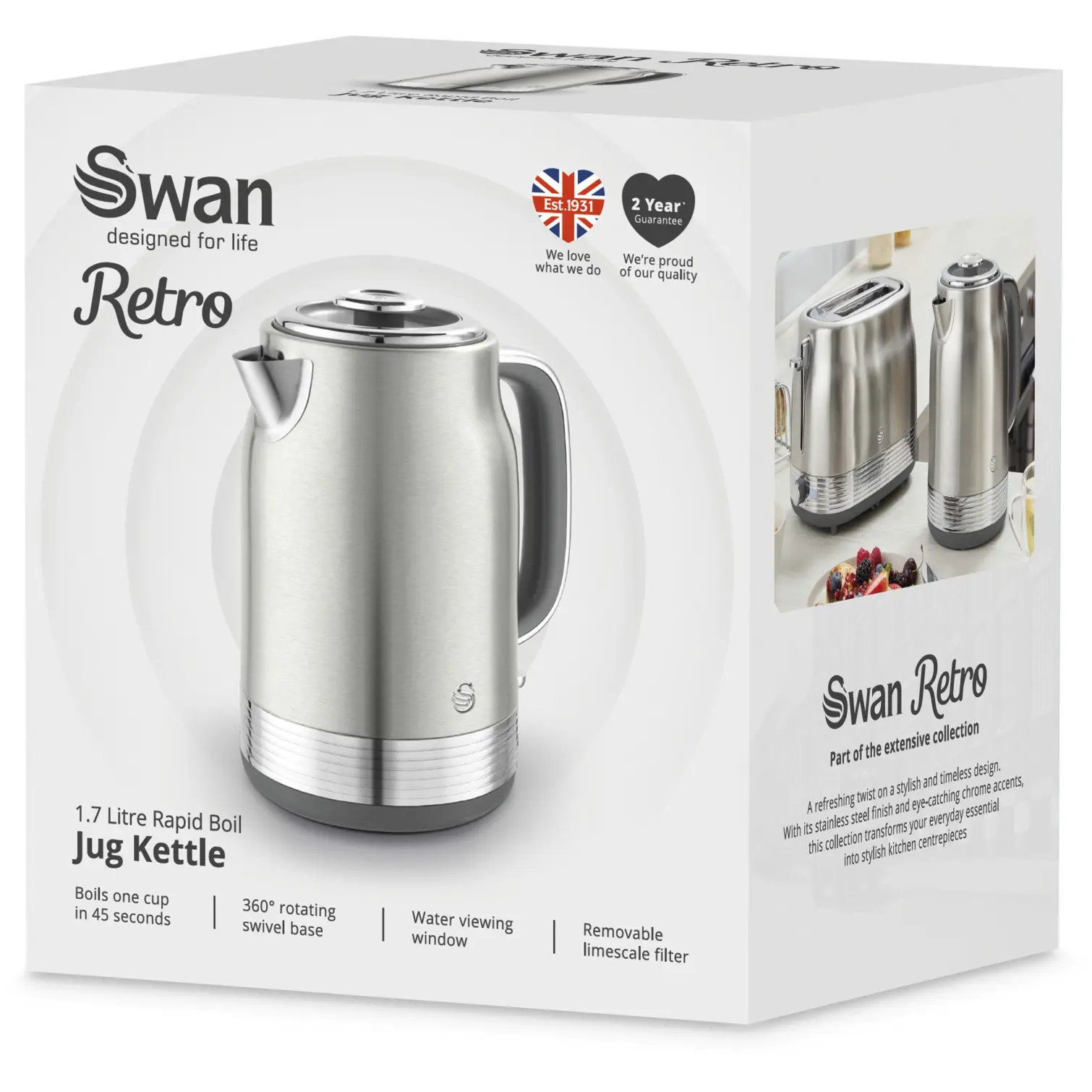 Swan Retro Jug Kettle S/Steel