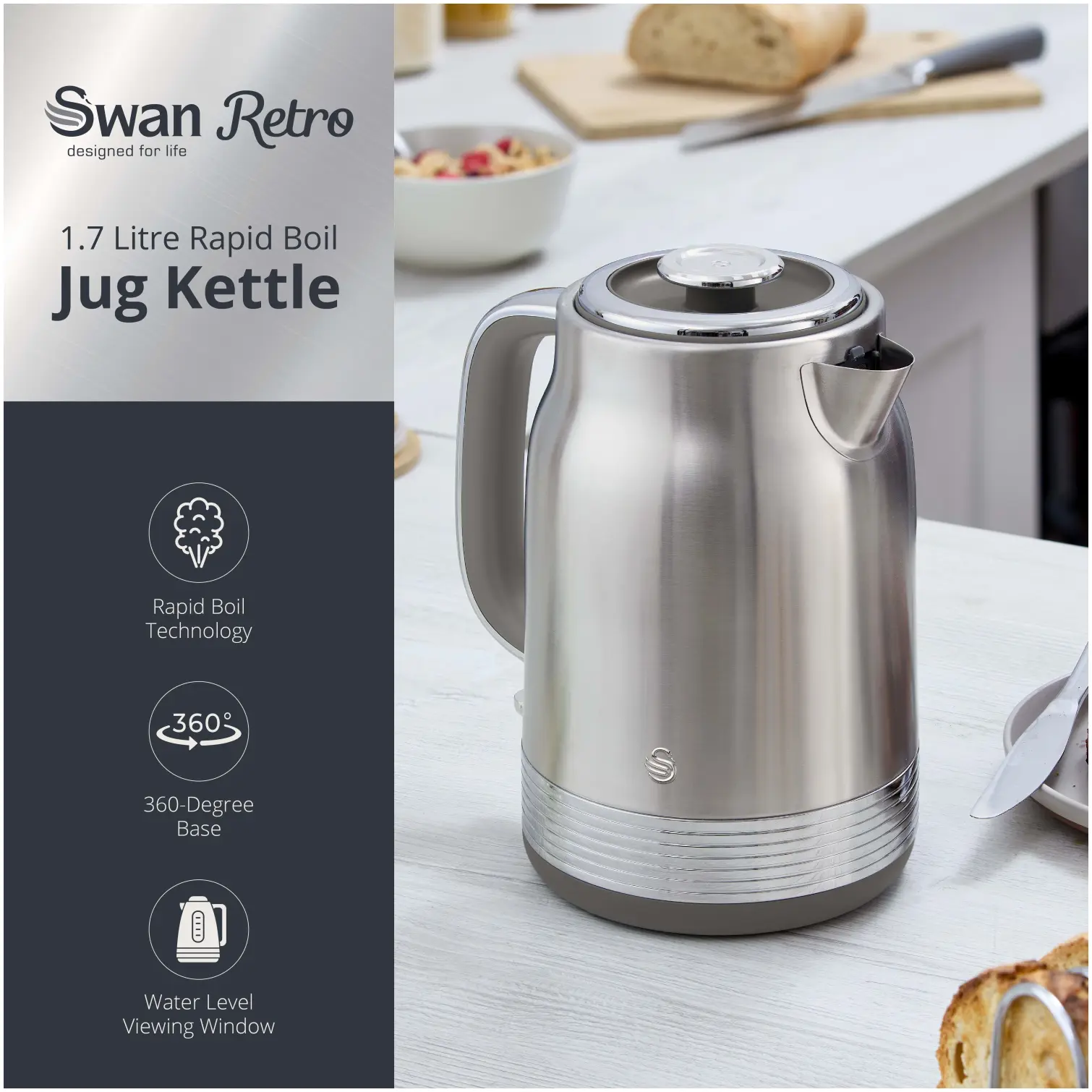 Swan Retro Jug Kettle S/Steel
