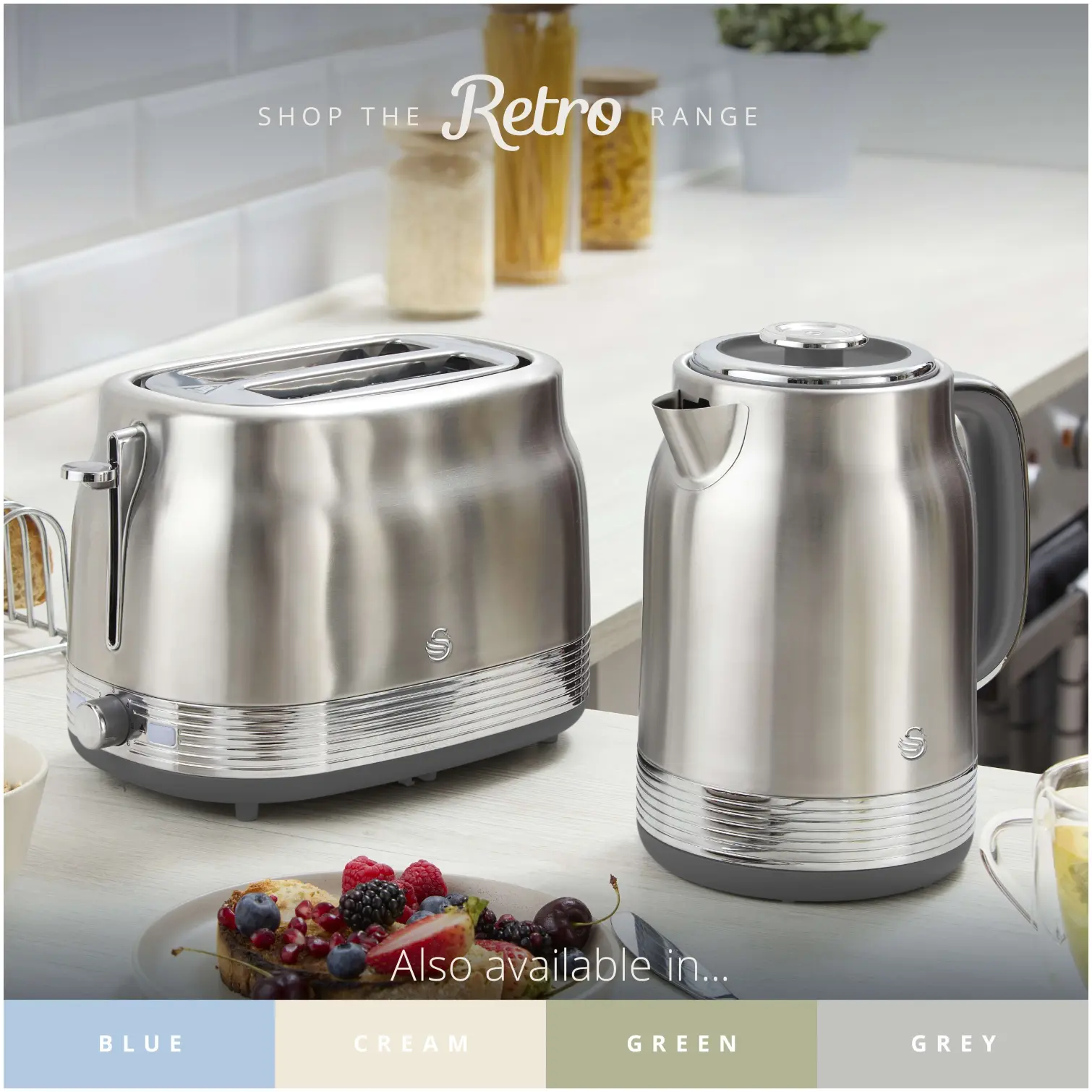 Swan Retro 2 Slice Toaster Stainless Steel