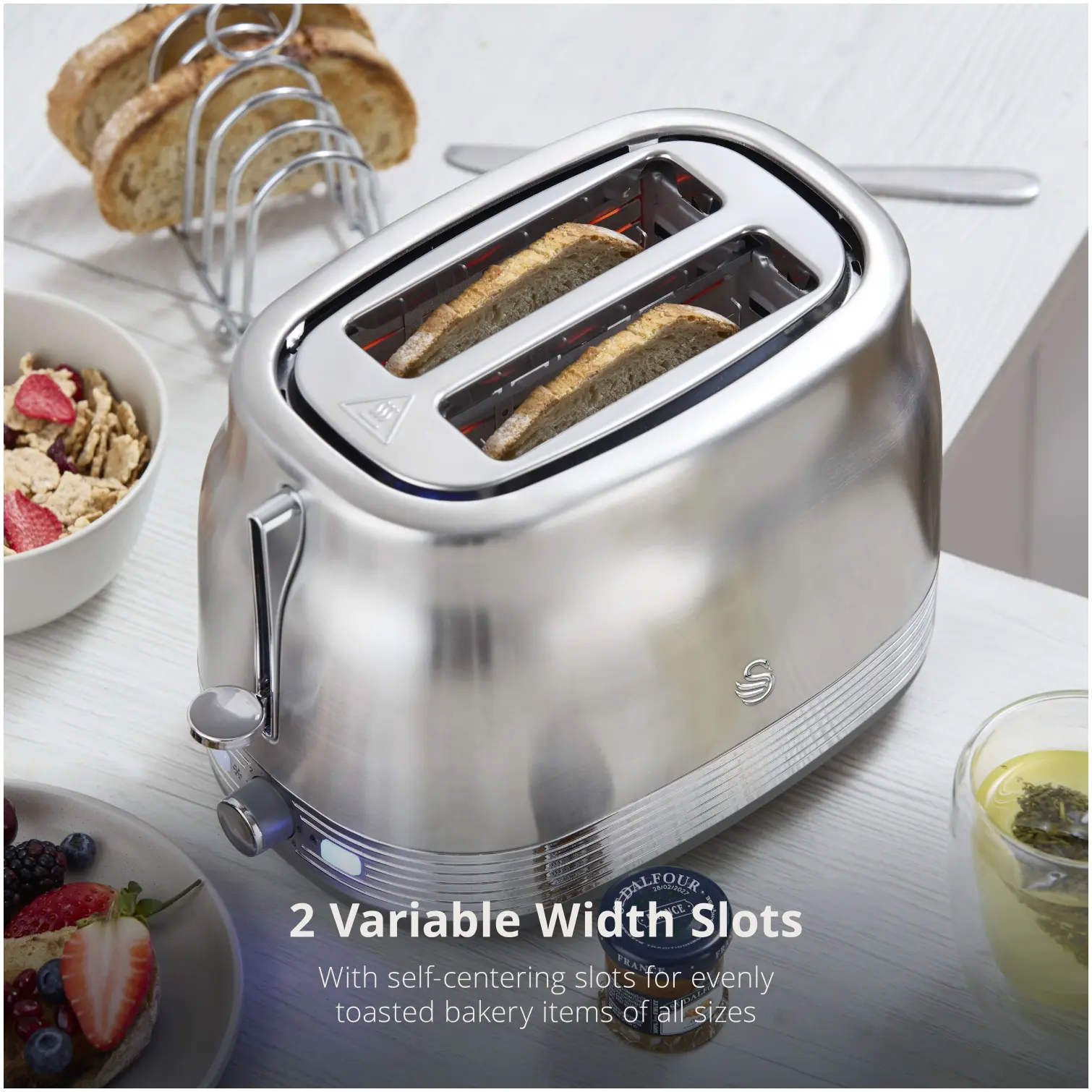 Swan Retro 2 Slice Toaster Stainless Steel