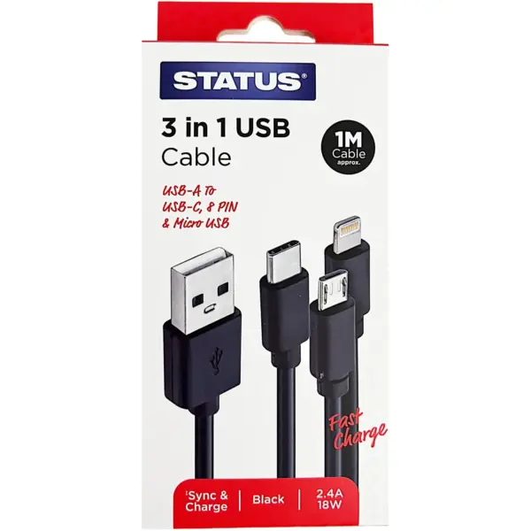 Status Phone Cable 3 in 1 Fast Charging
