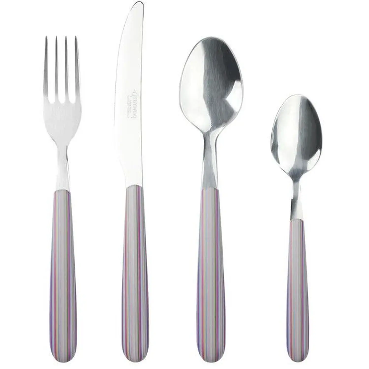 GRU0002 Grunwerg Greenwork Cutlery Set 24 Piece Pastel Stripes