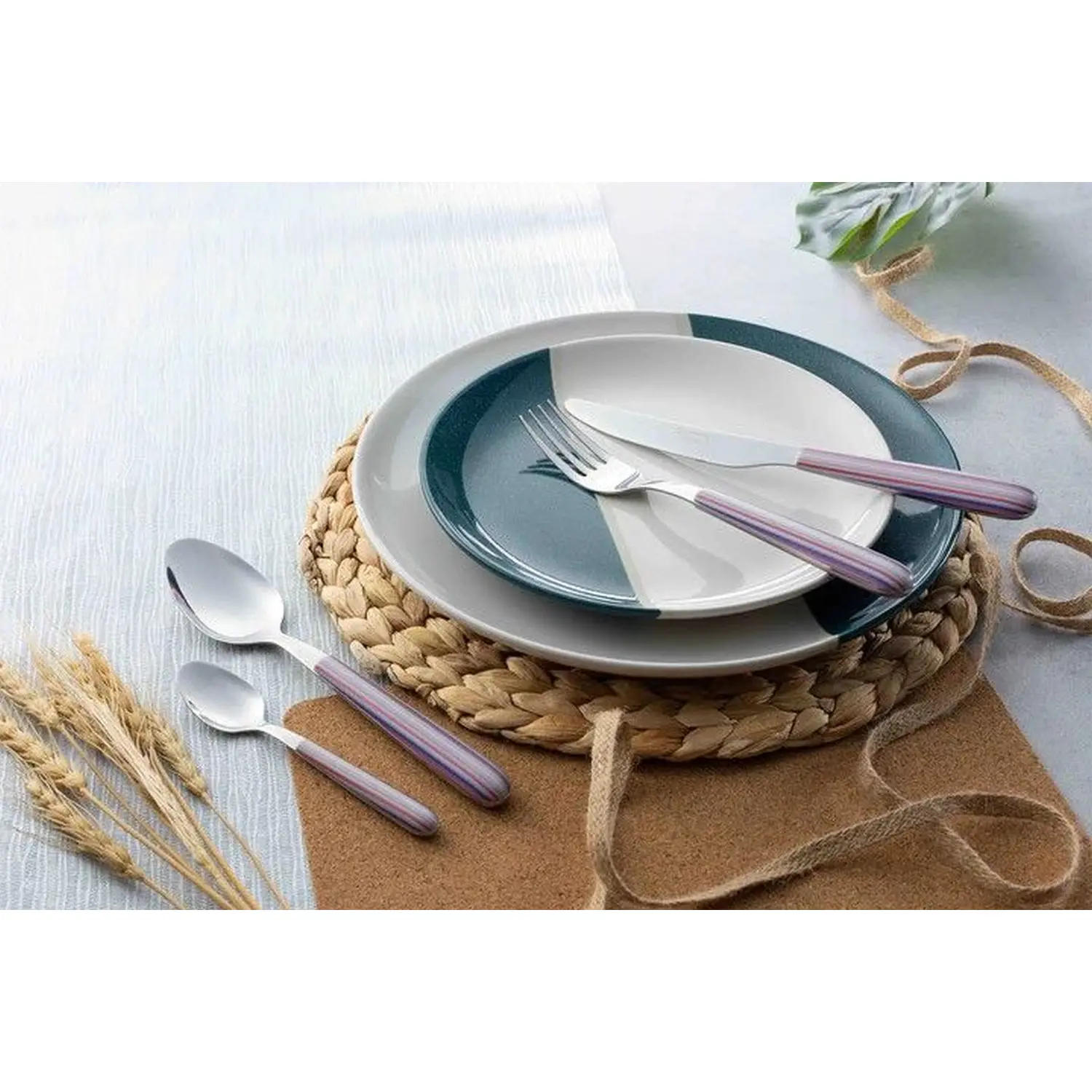 GRU0002_1 Grunwerg Greenwork Cutlery Set 24 Piece Pastel Stripes