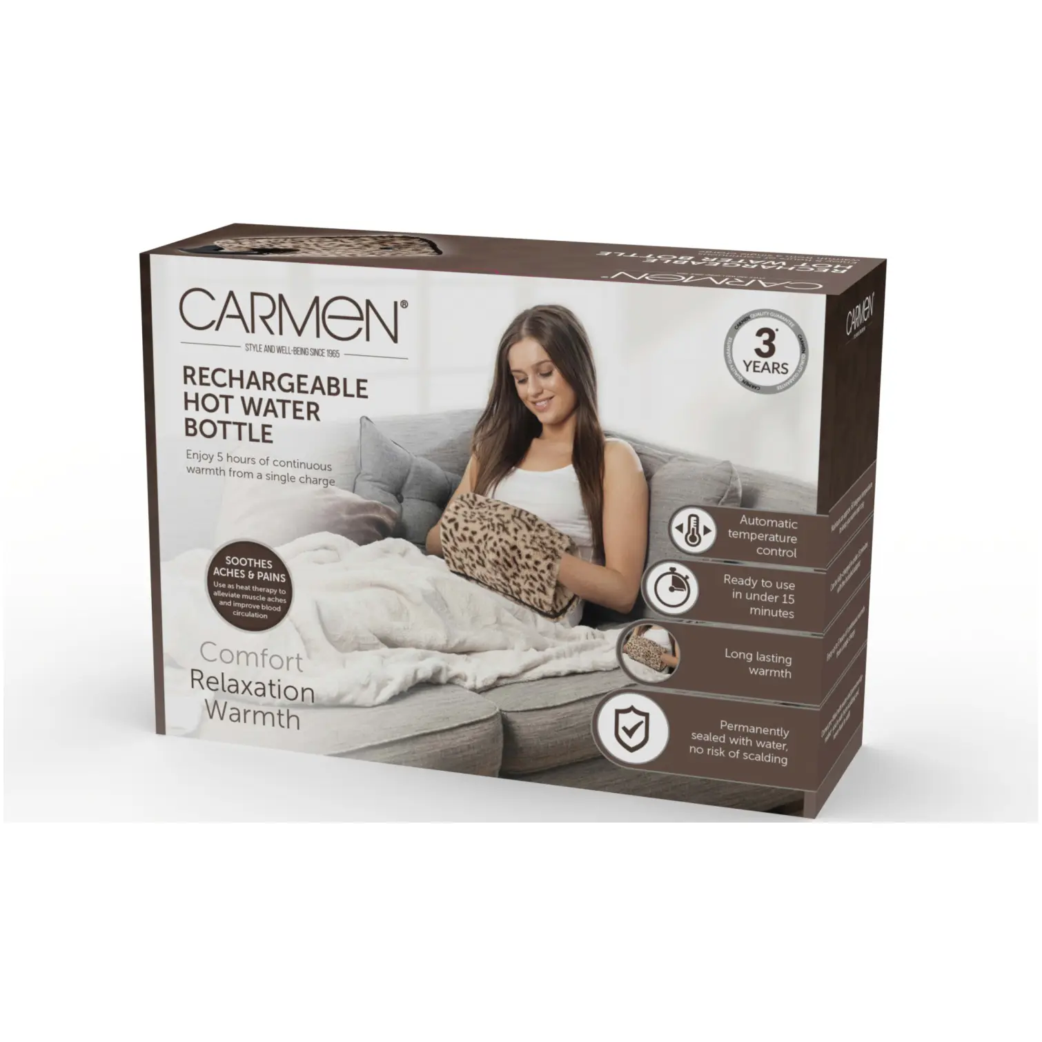 Carmen Rechargeable Hot Water Bottle Leopard Print