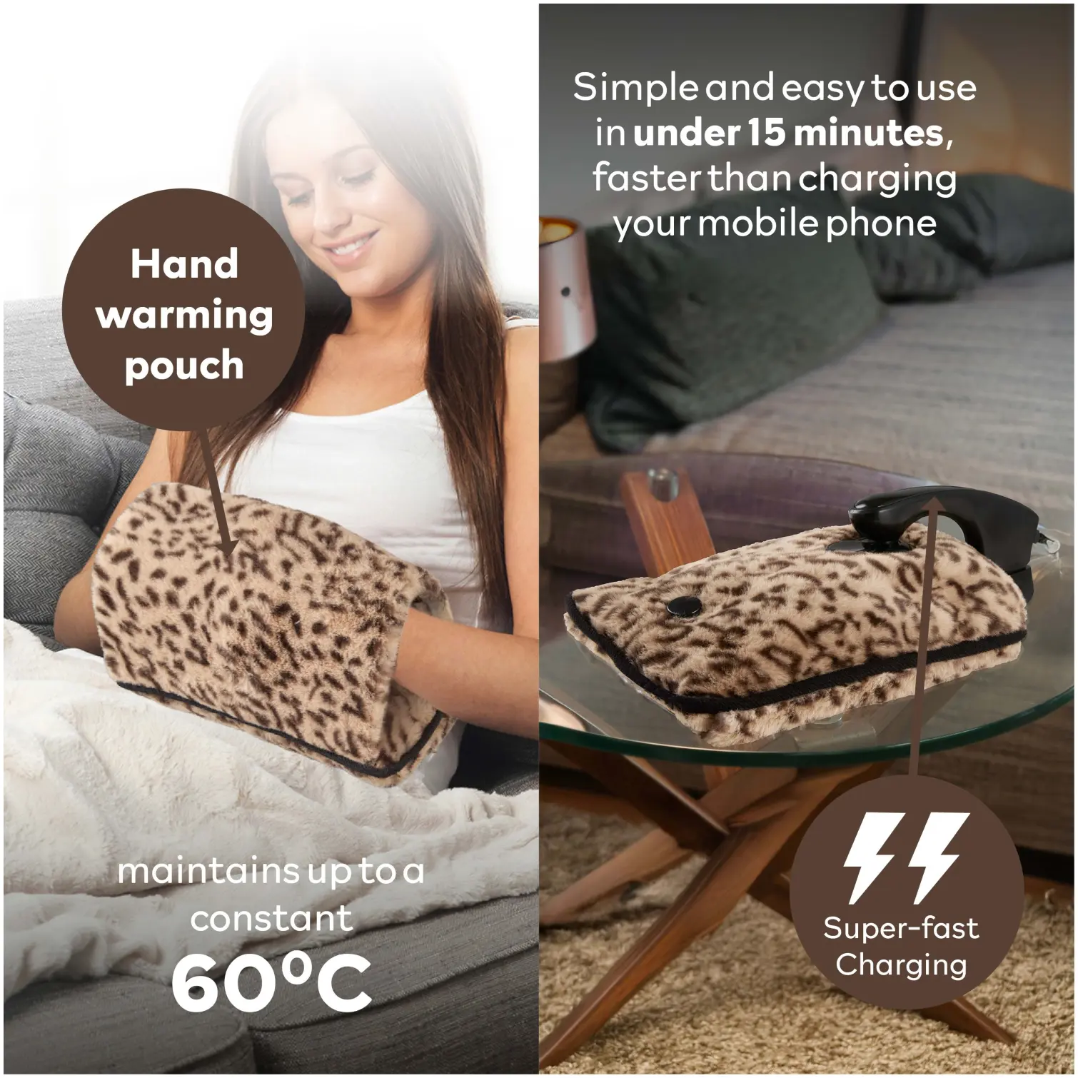 Carmen Rechargeable Hot Water Bottle Leopard Print
