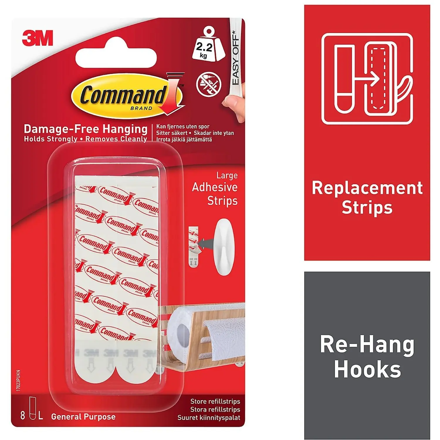 Command Large Replacement Strips Pack of 8