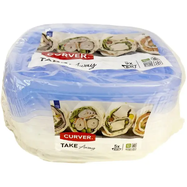 UDS0012 Curver Take Away Square Tub 0.6L 5 Pack