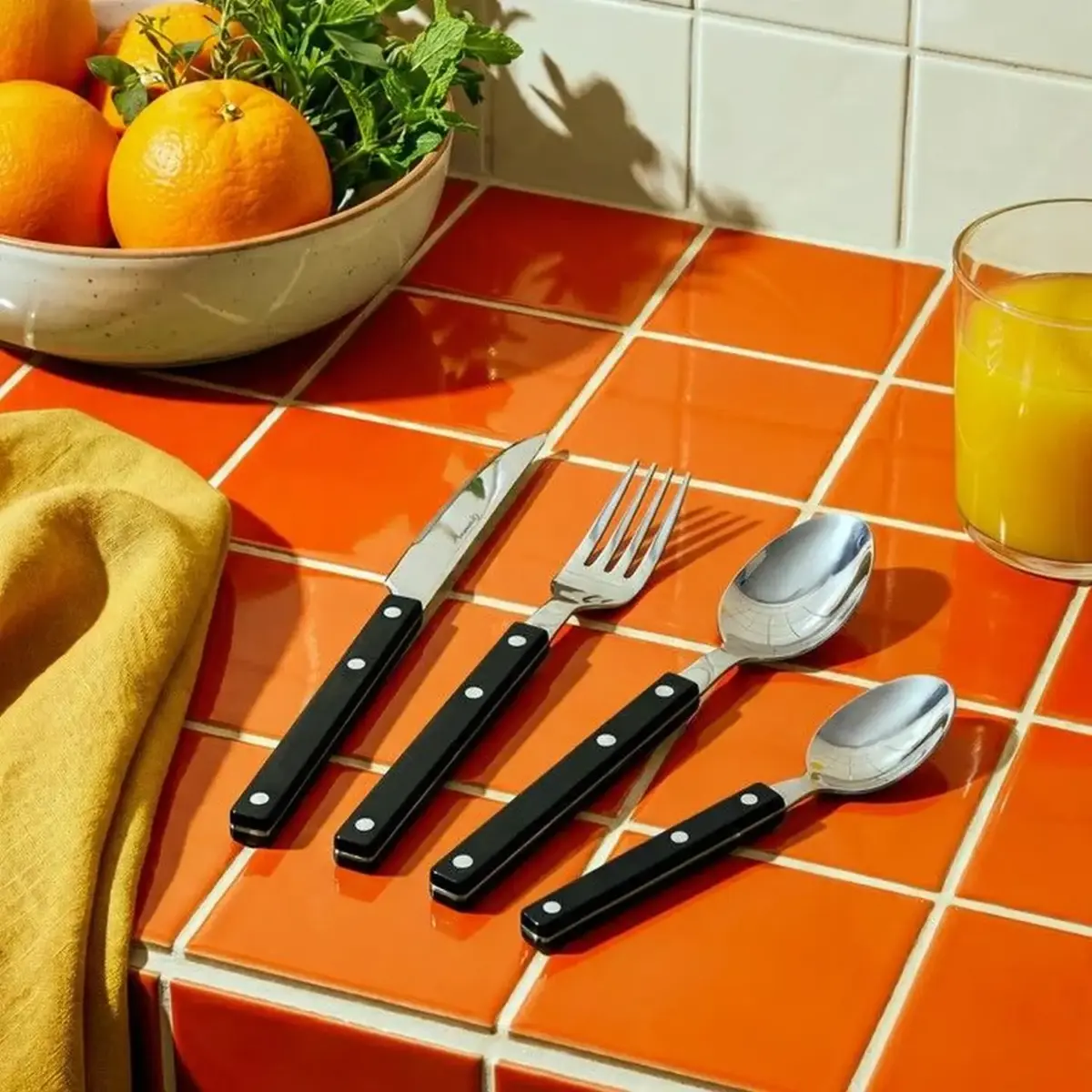 Grunwerg Bistro Cutlery Set Black16Pce