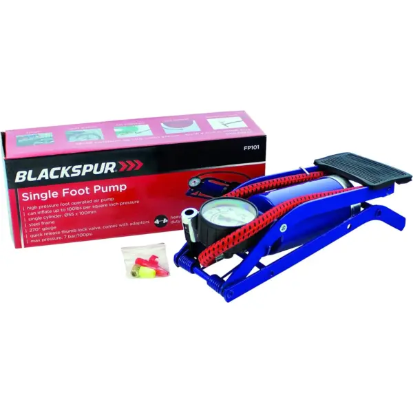Blackspur Single Car Foot Pump & Gauge