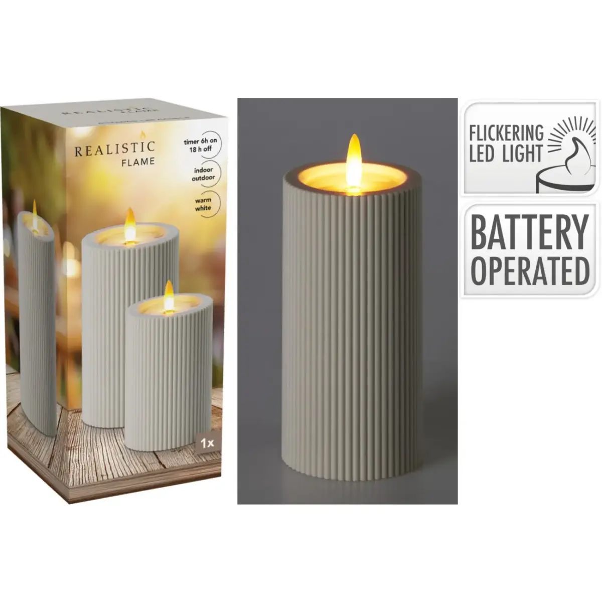 KPN0631_2 LED Candle Off White 15x7.5cm
