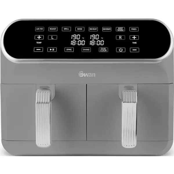 Swan Retro Dual Basket 8 litre Air Fryer Grey