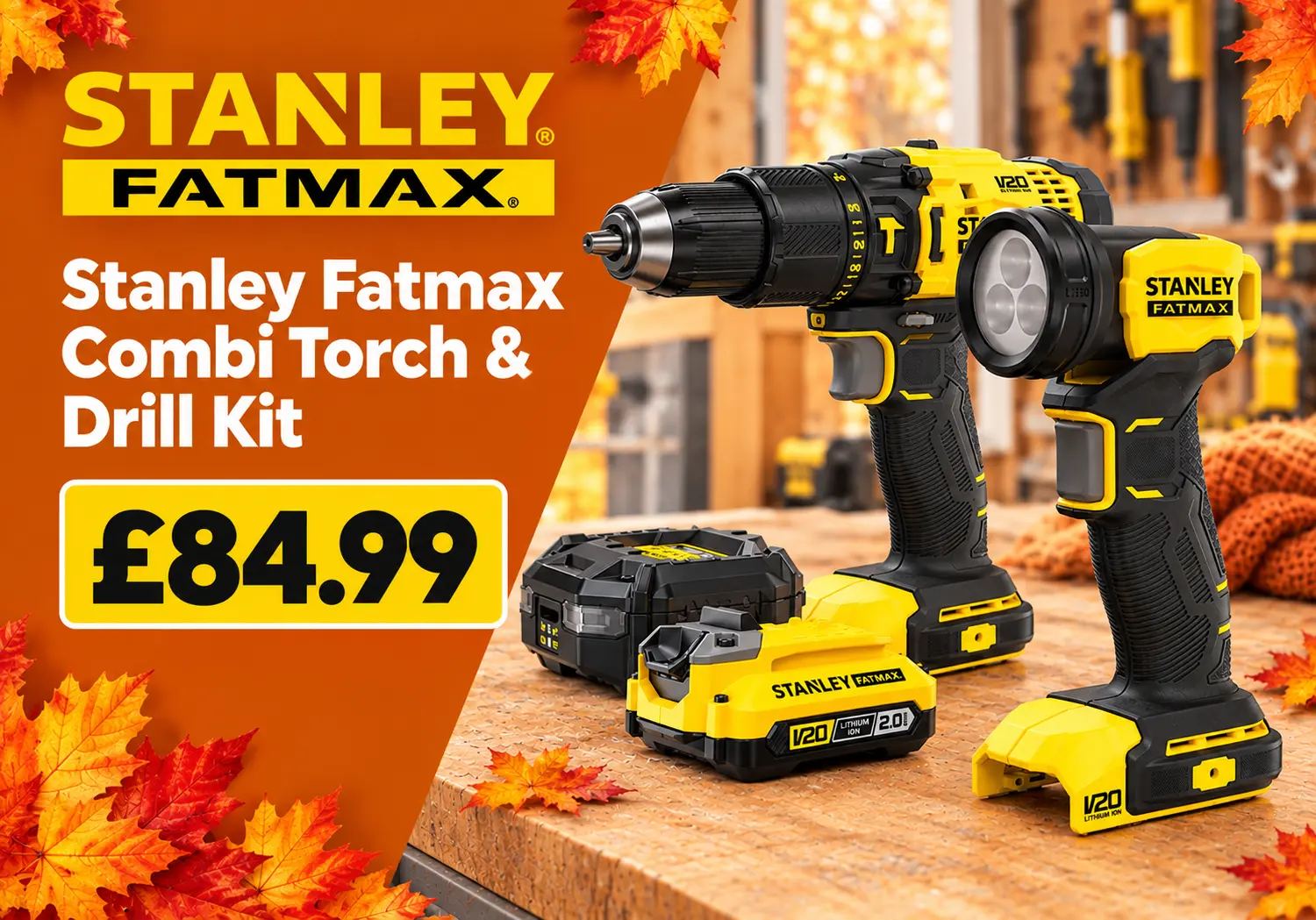 Stanley Fatmax Combi Torch & Drill Kit Only £84.99