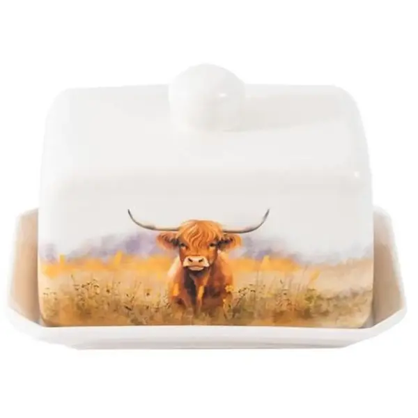 Coco & Gray Highland Cow Butter Dish 16x11cm