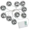 Three Kings Glitterball String Lights Silver Set of 10