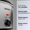 Daewoo SDA2943GE Slow Cooker 6.5 Litre Capacity Chrome