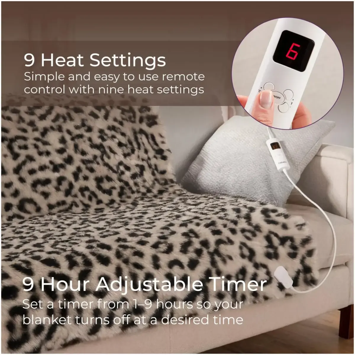Carmen Heated Wearable Blanket Leopard Print
