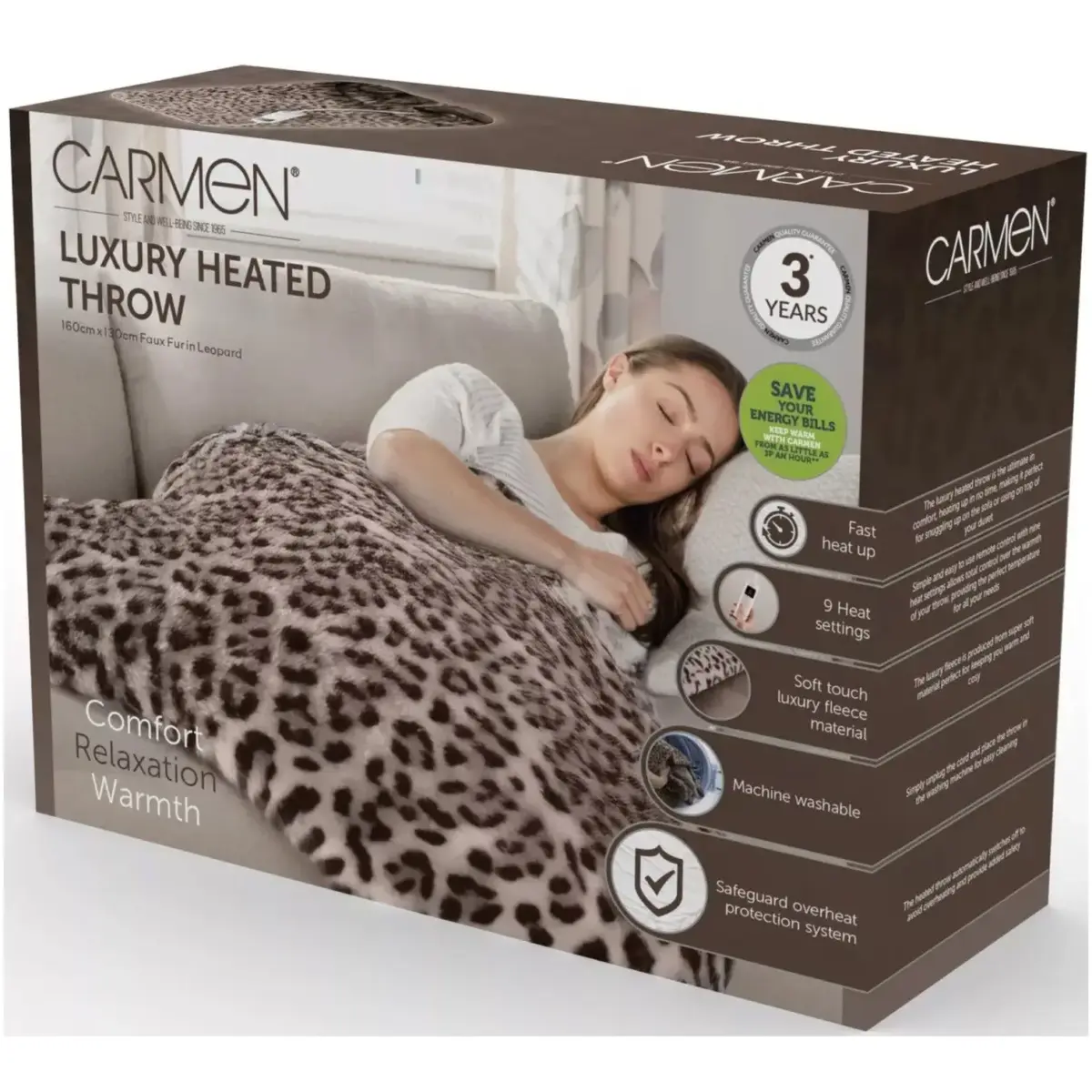Carmen Heated Wearable Blanket Leopard Print