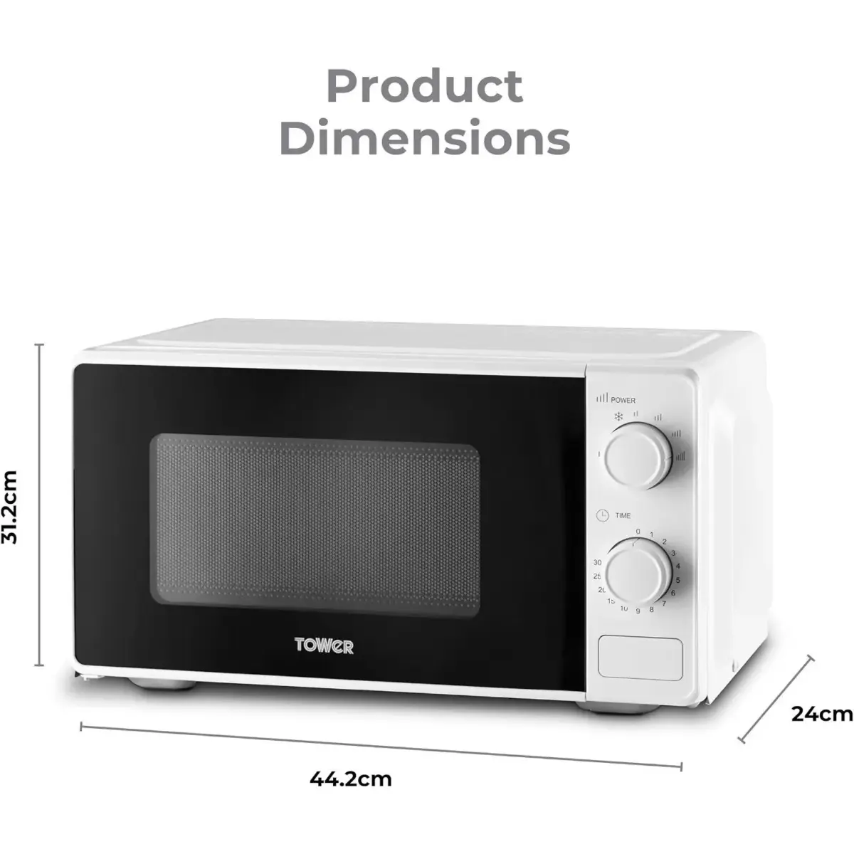 Tower T24044WHT Microwave 800w 20 Litre White