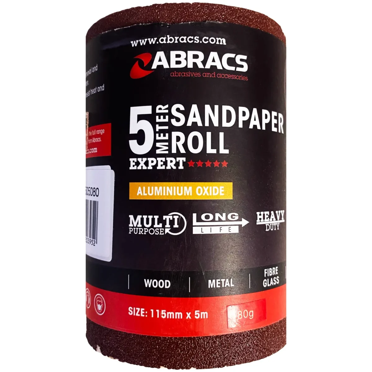 Abracs Sandpaper Roll 5m x115mm 80 Grit - Image 1
