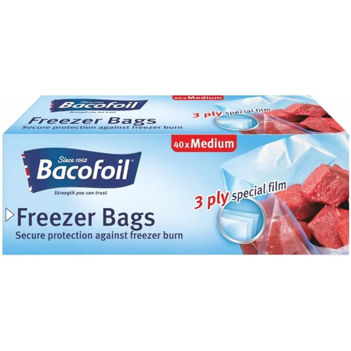 Bacofoil Medium Freezer Bags 25x32cm Pk of 40 - Image 1