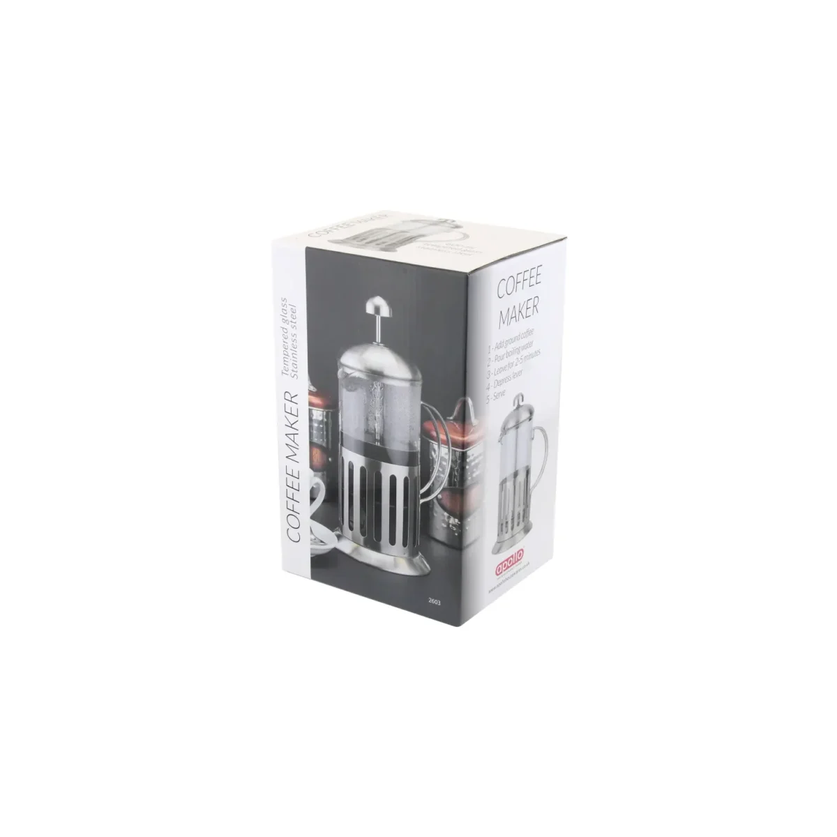 Apollo 4 Cup Stainless Steel Cafetiere 600ml - Image 2