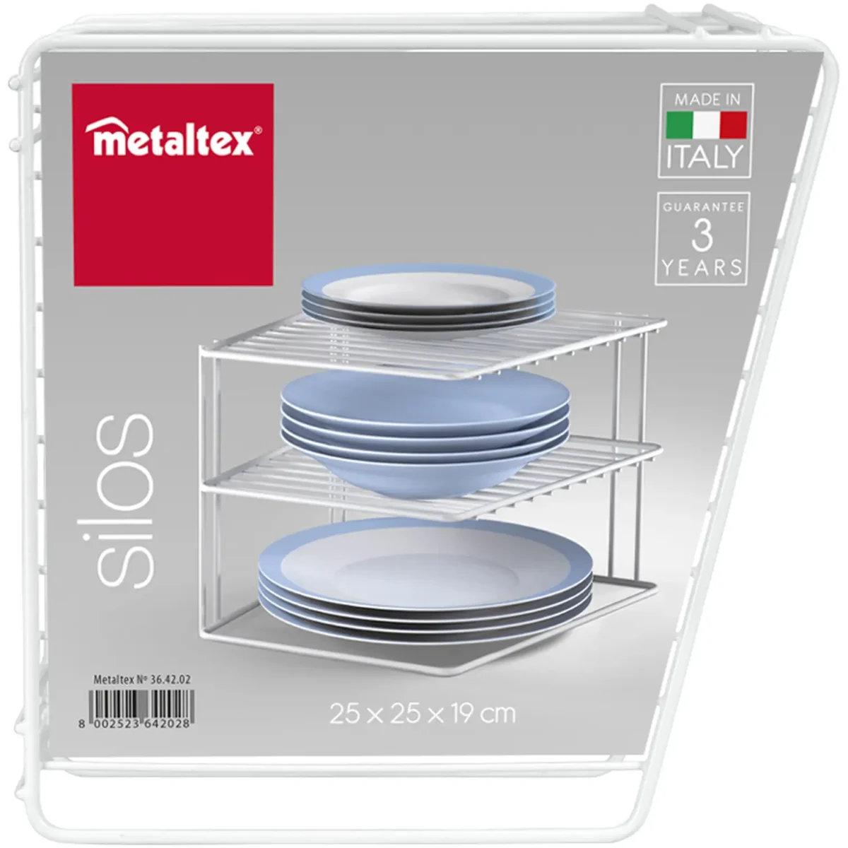 Metaltex Silos White Corner Plate Rack 25x25x19cm - Image 2