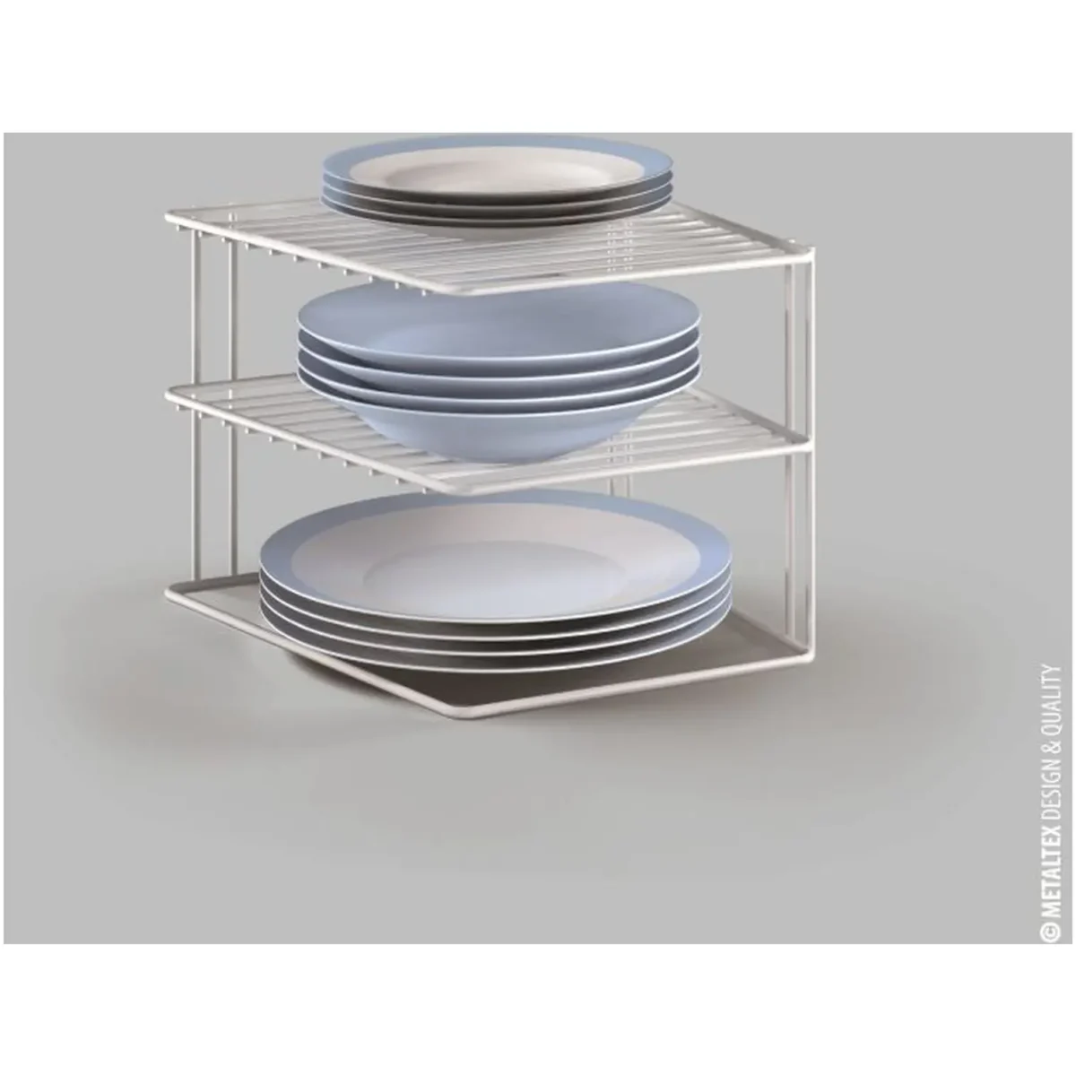 Metaltex Silos White Corner Plate Rack 25x25x19cm - Image 3
