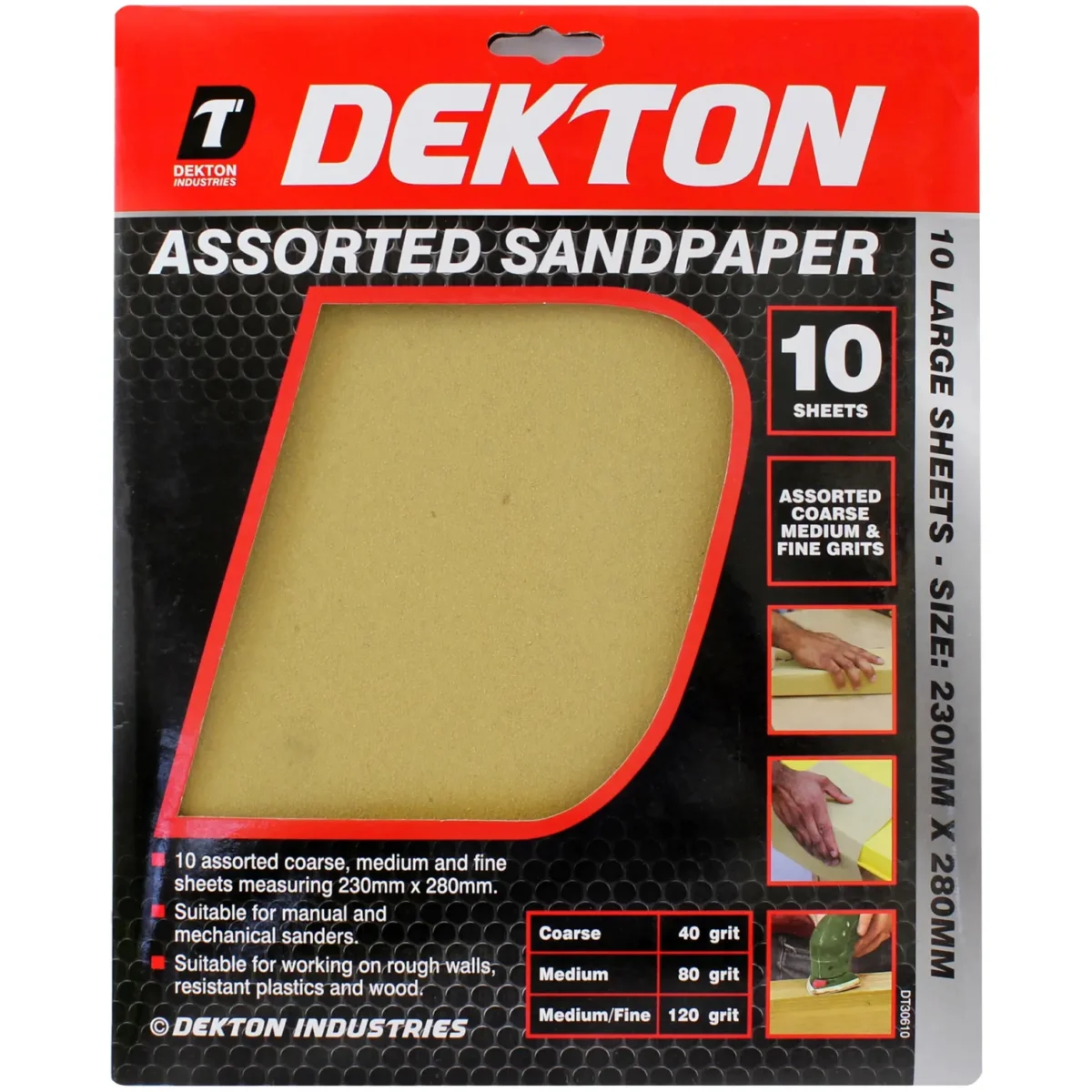 Dekton Assorted Glasspaper Pack of 10 - Image 2