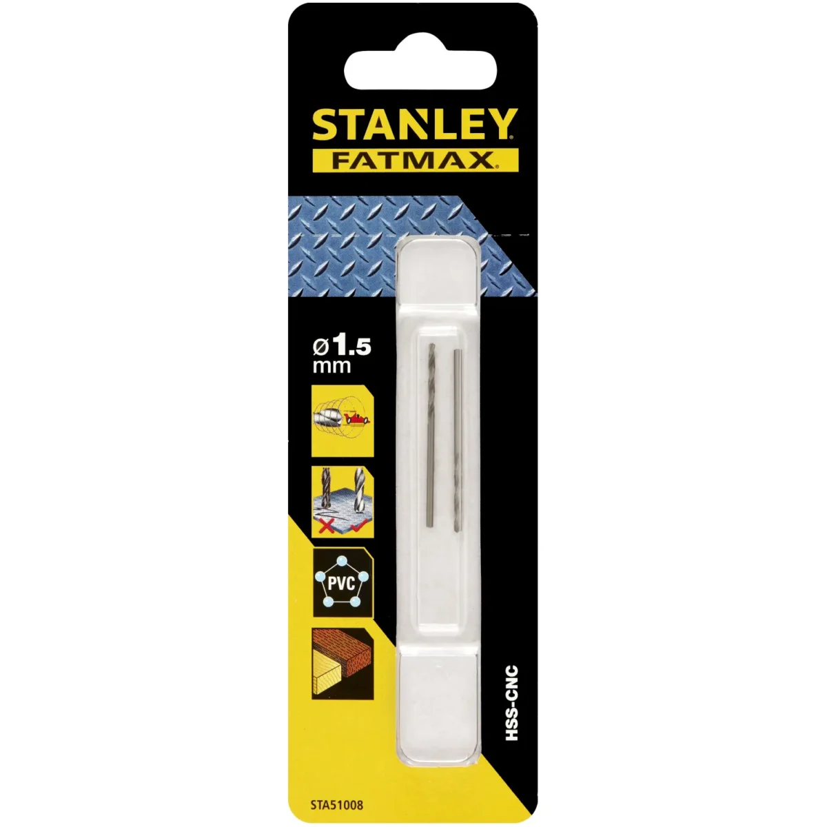 Stanley Fatmax Bullet HSS Drill Bit 1.5mm x 40mm Pack of 2 - Image 1