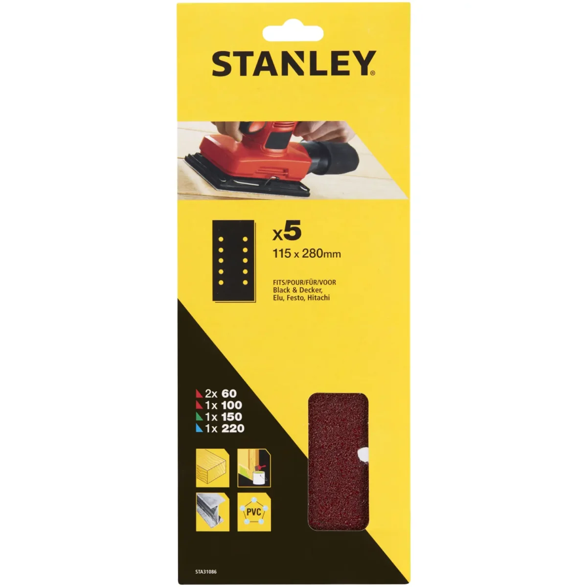 Stanley Half Punched Sanding Assorted Sheets Pack of 5 - Image 1