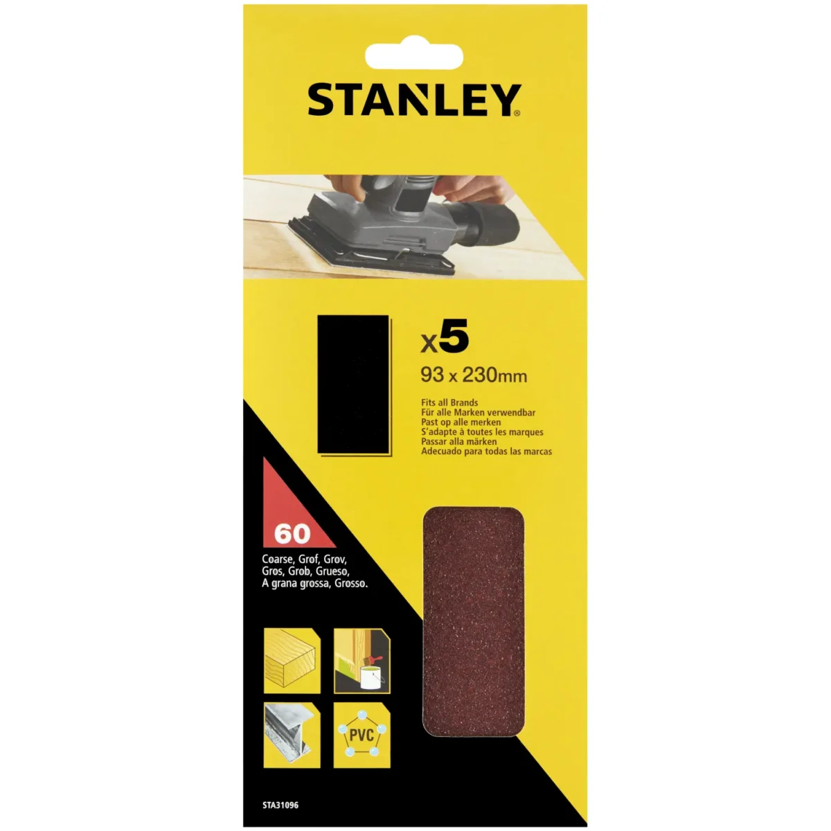 Stanley Third Sanding Sheet 60g Pack of 5 - Image 1