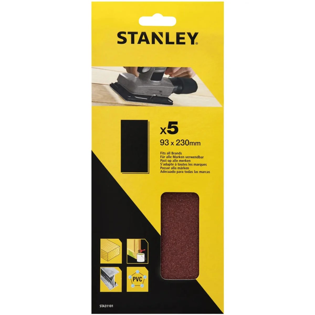 Stanley Third Sanding Sheet 100g Pack of 5 - Image 1