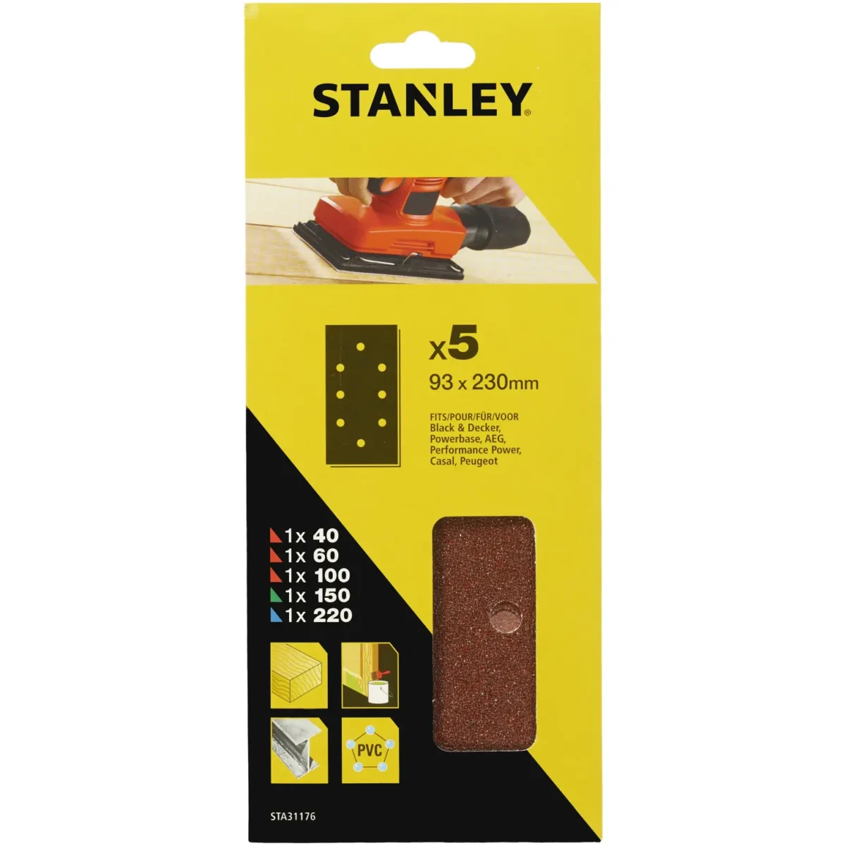 Stanley Third Sanding Sheet Punched Assorted Pack of 5 - Image 1