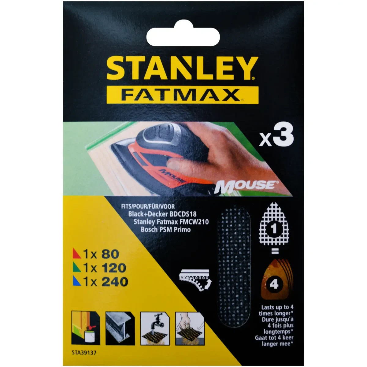 Stanley Fatmax Mesh Assorted Mouse Sheets Pack of 3 - Image 1