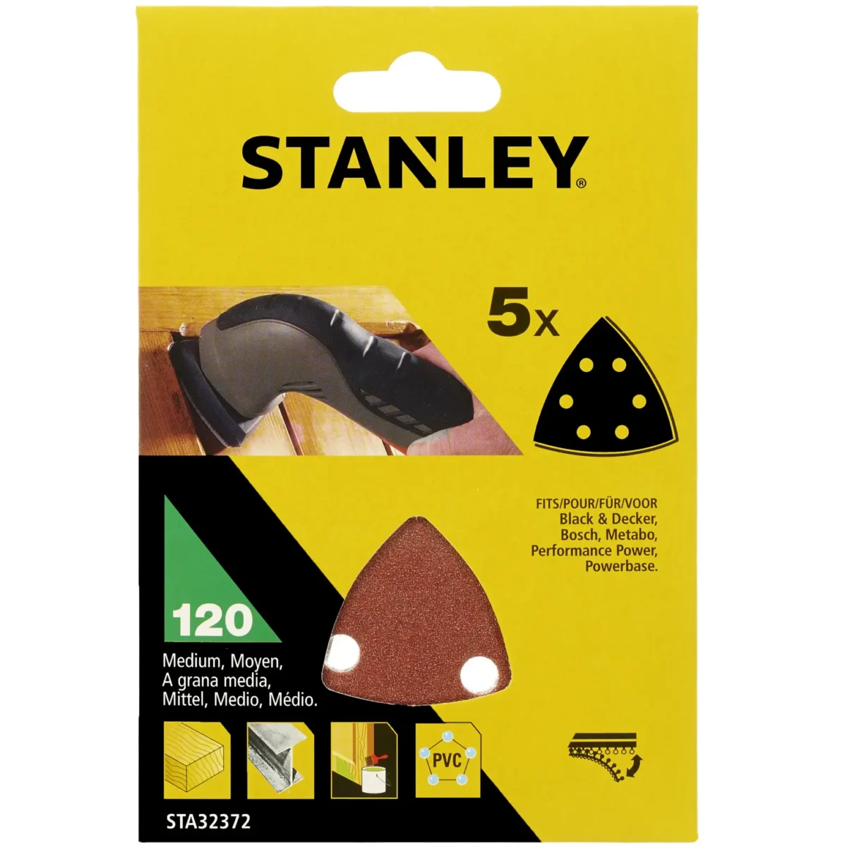 Stanley Detail Sanding Sheets 120g Pack of 5 - Image 1