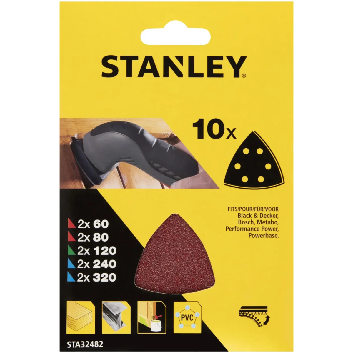 Stanley Detail Assorted Sanding Sheets Pack of 10 - Image 1