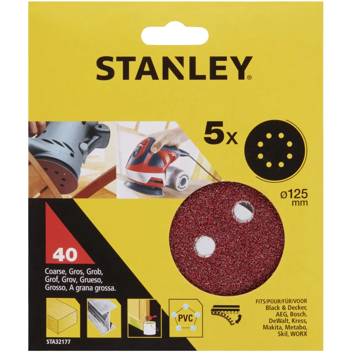 Stanley Multi Sander Disc 40g Pack of 5 - Image 1