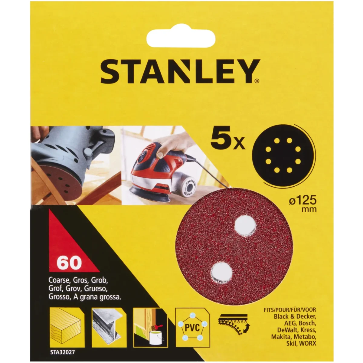 Stanley Multi Sander Disc 60g Pack of 5 - Image 1