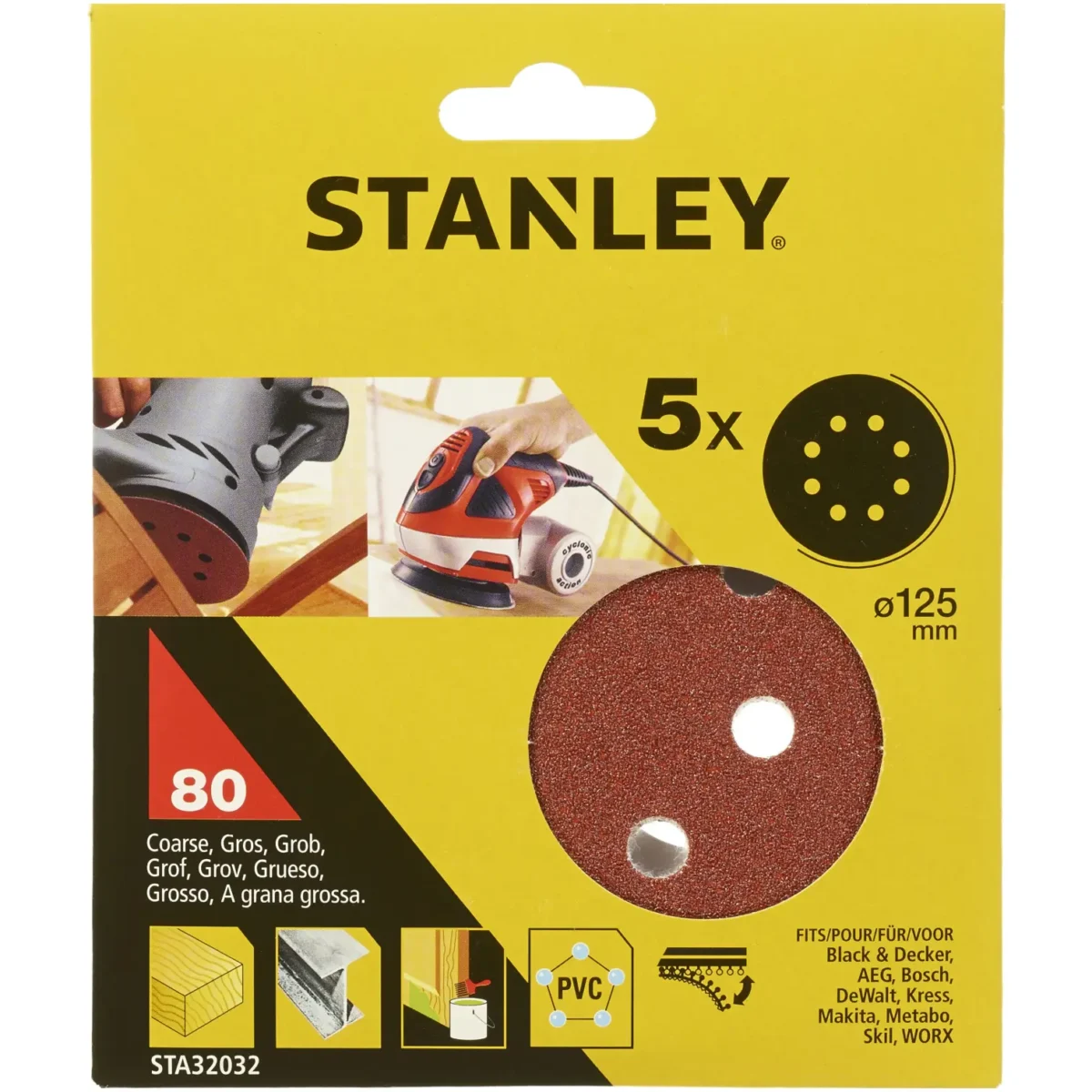 Stanley Multi Sander Disc 80g Pack of 5 - Image 1