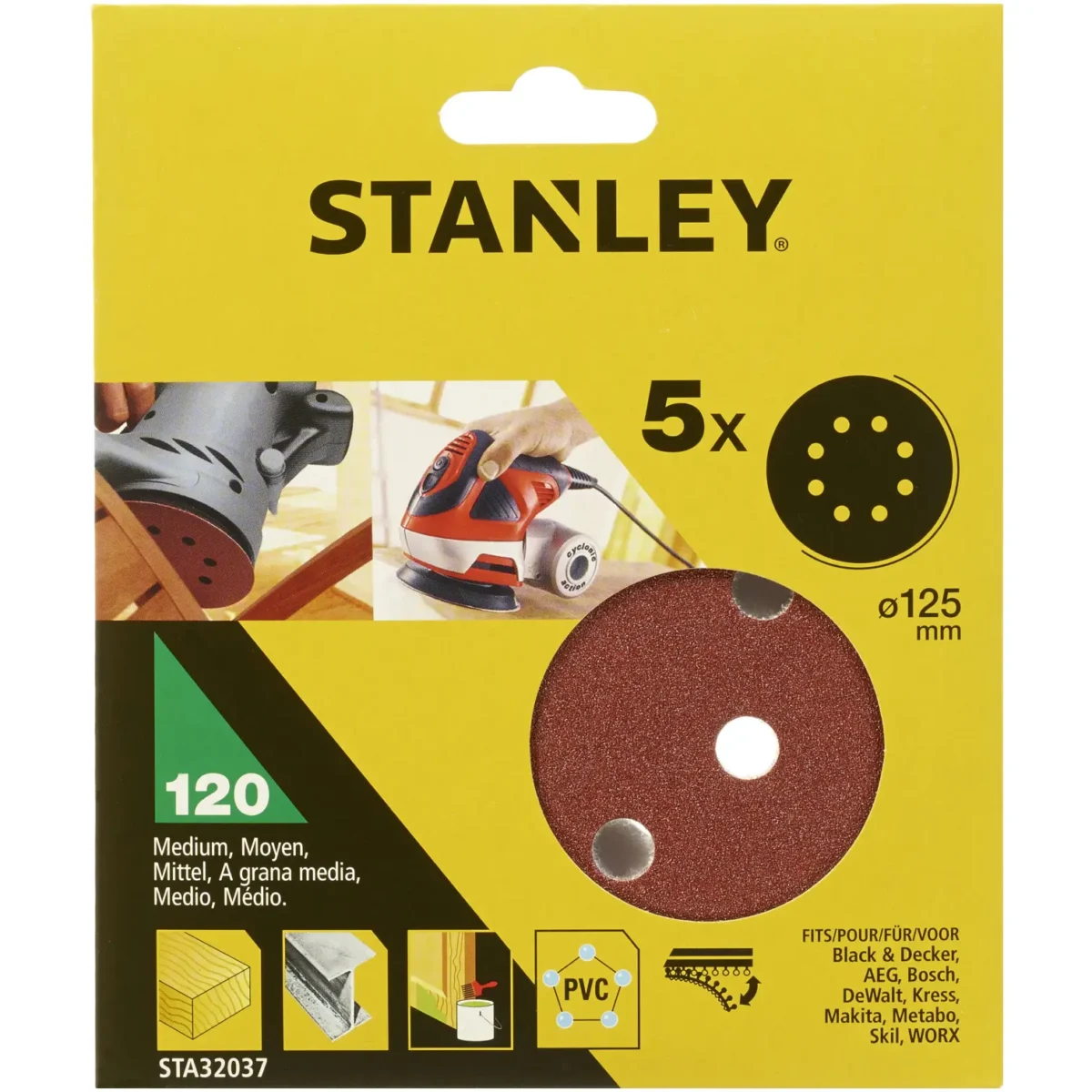 Stanley Multi Sander Disc 120g Pack of 5 - Image 1