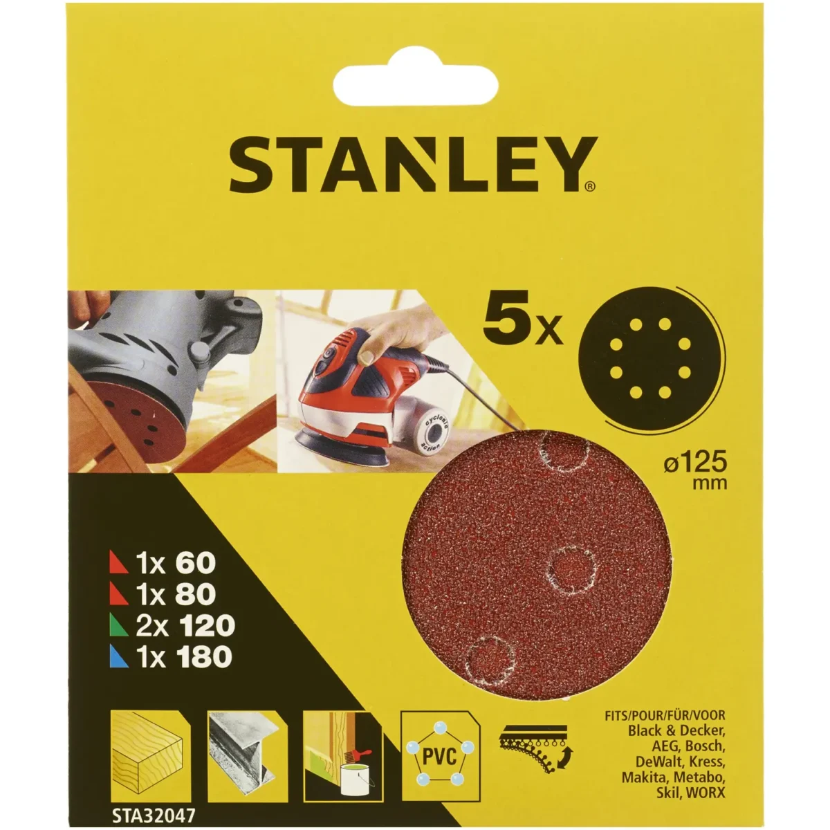 Stanley Multi Assorted Sander Disc Pack of 5 - Image 1